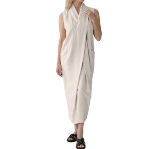 Brian Bailey Cream Beige Draped Sleeveless Midi Dress Size XL bin 4D